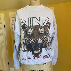 Anine Bing Tiger Sweatshirt in Stone XS